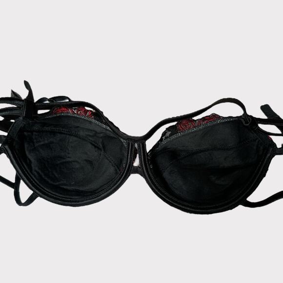 Vintage Parah Intimo Embroidered Cage Bra, Size 34B, Black - Picture 7 of 8